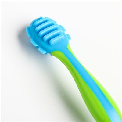 Детская зубная щетка-массажер с силиконовыми щетинками, от 6 мес., цвет зеленый/голубой