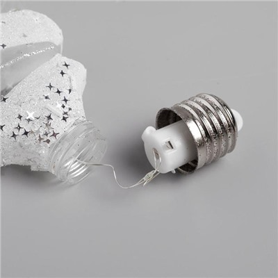 Набор ёлочных шаров «Ёлочки белые» 3 шт., батарейки, 5 LED, свечение белое