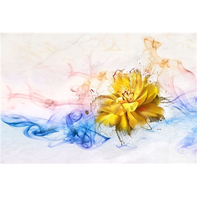 3D Фотообои «Яркий цветок в красочных потоках»