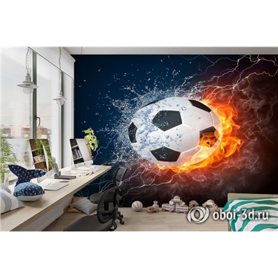 3D Фотообои «Огненный футбольный мяч»