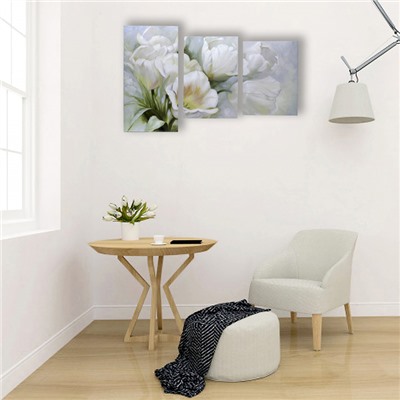 Картина модульная на подрамнике "Белые тюльпаны" 99x65 см. (33х45, 33х50, 33х65)