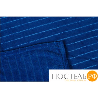Плед 215113 Махровое чудо -Синий широкая полоса Микрофибра (Полиэстер) 250 г/м2 150х200 см