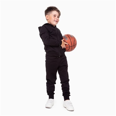 Спортивный костюм (толстовка, брюки) для мальчика, цвет чёрный, рост 116 см