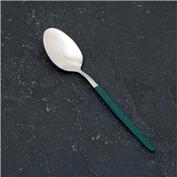 Ложка чайная Magistro «Блинк», 14,5×3 см, на подвесе, цвет серебряный, зеленая ручка