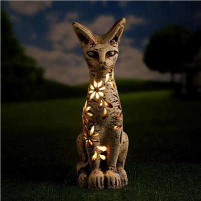 Садовый светильник "Кошка", шамот, 44 см, без элемента подсветки