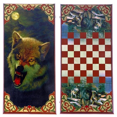 Нарды "Волк", деревянная доска 60 х 60 см, с полем для игры в шашки