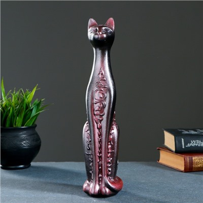 Фигура "Кошка Египетская" средняя орнамент 11х10х30 см  черная/медь