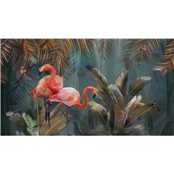 3D Фотообои «Фламинго в тенистых тропиках»
