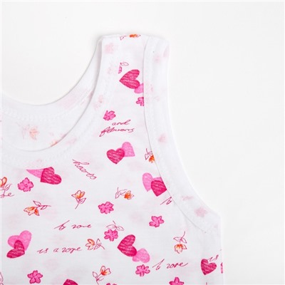 Комплект для девочки (майка, трусы), цвет розовый/сердечки, рост 104 см