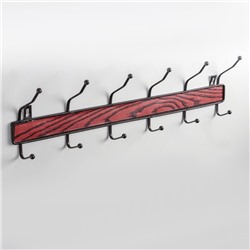Вешалка настенная на 6 двойных крючков Доляна «Древесина», 50×14×5,5 см, цвет коричневый