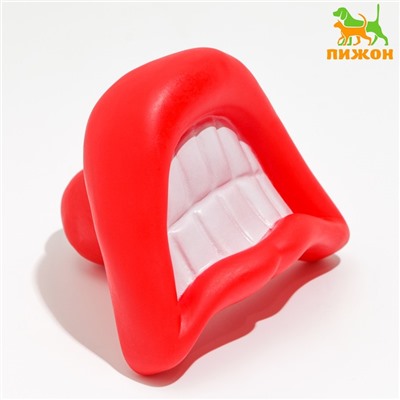 Игрушка пищащая "Улыбка" для собак, 9 см, красные губы