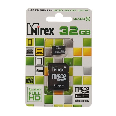 Карта памяти microSD Mirex 32 Gb class 10, с адаптером