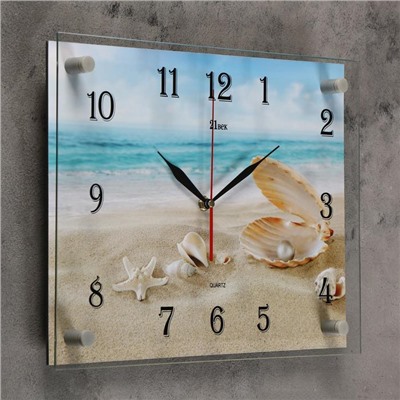 Часы настенные, серия: Море, "Ракушки на песке", 30х40 см
