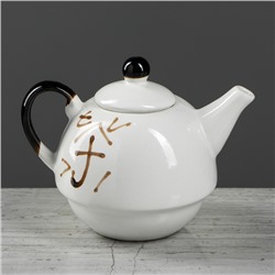Чайник заварочный, белый, глянец с иероглифами, 0,25 л