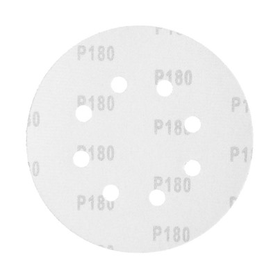 Круг абразивный шлифовальный под "липучку" ТУНДРА, перфорированный, 150 мм, Р180, 5 шт.