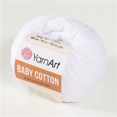 Пряжа "Baby cotton" 50% акрил 50% хлопок 165м/50гр (400 ультрабелый)