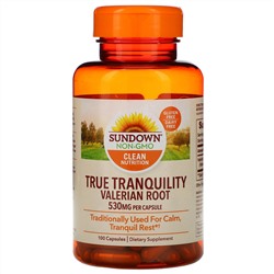 Sundown Naturals, True Tranquility, корень валерианы, 530 мг, 100 капсул