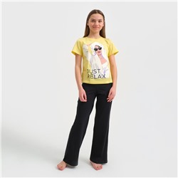 Пижама для девочки KAFTAN "Selfie", рост 164-170 см, цвет жёлтый/чёрный