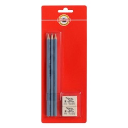Набор: карандаш чернографитный 1703/2 HB (823973) 3 штуки + ластик 300/60 (823982) 2 штуки, блистер с европодвесом