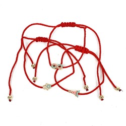 Набор браслетов "Красная нить" (3 шт) с декором