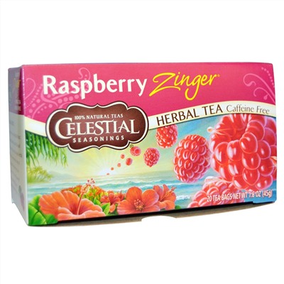 Celestial Seasonings, Травяной чай, без кофеина, малиновый рай, 20 пакетиков, 1.6 унций (45 г)