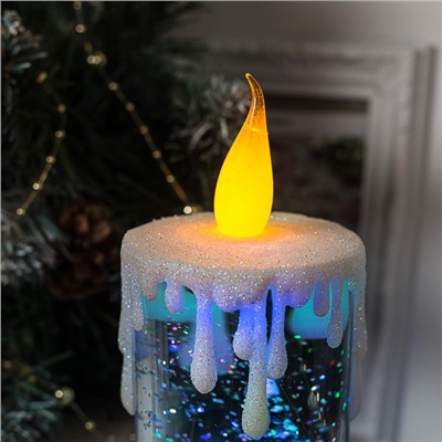 Светодиодная фигура «Свеча со снеговиком» 10 × 26 × 10 см, пластик, блёстки, батарейки ААх3 (не в комплекте), свечение RGB