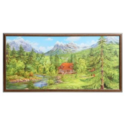 Картина "Домик в лесу" 33х70 (36*73) см