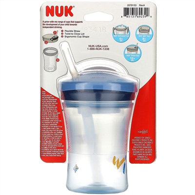 NUK, Evolution Straw Cup, Blue, 12+ Months, 1 Cup, 8 oz (240 ml)