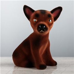 Копилка "Собака Чихуахуа", мини, флок, 5 х 11 х 16 см, коричневый