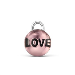 Подвеска из серебра с розовым пл.кварцем родированная - Love рп-141003р121