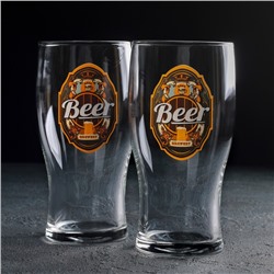 Набор бокалов для пива «Пейте пиво», 500 мл, 2 шт, рисунок МИКС