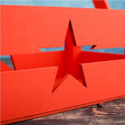 Кашпо деревянное 24.5×13.5×9 см "Двушка Лайт" двухреечное, звезда, красный Дарим Красиво