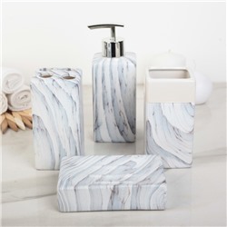 Набор аксессуаров для ванной комнаты «Мрамор», 4 предмета (дозатор 380 мл, мыльница, 2 стакана)