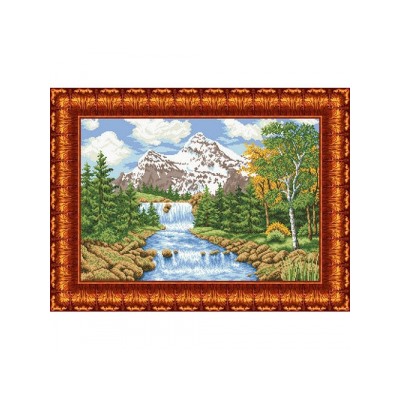 Ткань-схема для вышивания бисером и крестом "Речка в лесу" А2 (кбп 2001)