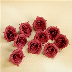Набор цветов для  декора "Роза", из фоамирана, D= 3 см, 10 шт, бордо