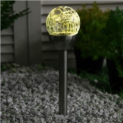 Садовый светильник на солнечной батарее «Стеклянный шар», 6 × 35.5 × 6 см, 1 LED, свечение белое