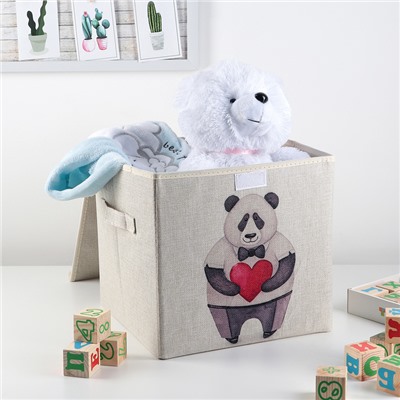 Короб для хранения с крышкой «Влюблённая панда», 30×30×28,5 см
