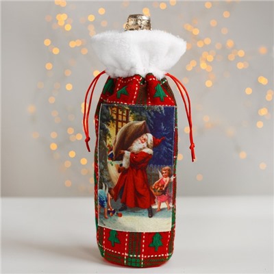Чехол на бутылку "Дед Мороз с подарками"   DX12-8575-4
