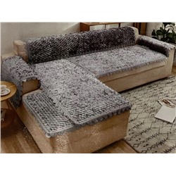 Комплект накидок на диван с кружевом 70х150 см - 2 шт.  70х210 см - 1 шт.   2111-04 серый
