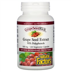 Natural Factors, GrapeSeedRich, Grape Seed Extract, 100 mg, 120 Vegetarian Capsules