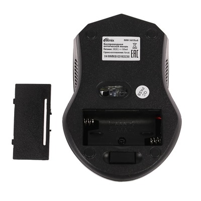 Мышь Ritmix RMW-560, беспроводная, оптическая, 1000 dpi, питание 2 ААА, USB, черная