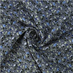 Ткань на отрез штапель 150 см 20015 Голубые цветы на сером
