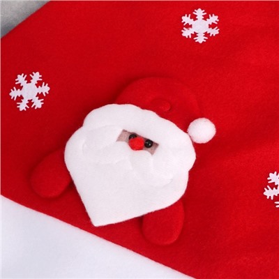 Колпак новогодний "Дед Мороз и снежинки" 29х40 см, красный