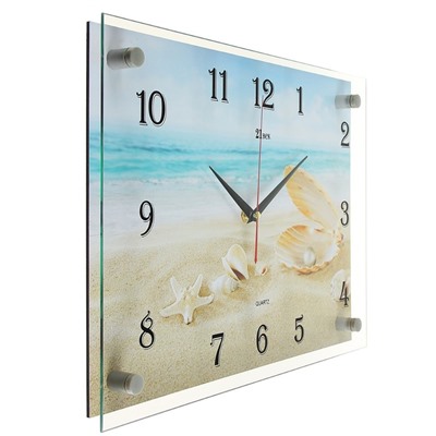 Часы настенные, серия: Море, "Ракушки на песке", 30х40 см
