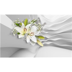 3D Фотообои «Лилии на объемном фоне»