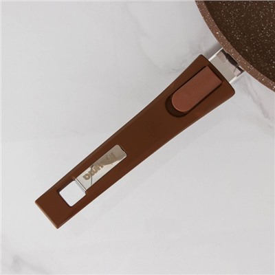 Сковорода «Гранит», d=30 см, съёмная ручка, стеклянная крышка, антипригарное покрытие, цвет коричневый