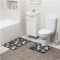 Набор ковриков для ванны и туалета Доляна «Готланд», 2 шт: 50×80, 40×50 см, цвет чёрно-белый