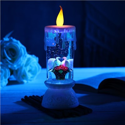 Светодиодная фигура «Свеча с голубями», 10 × 26 × 10 см, батарейки ААх3 (не в комплекте), свечение мульти (RGB)