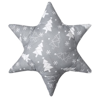 Подушка декоративная звезда Ёлочки серый 50х50 см, хлопок 100%