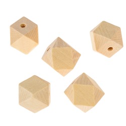 Бусины деревянные многогранники 16х16 мм (набор 5 шт) без покрытия